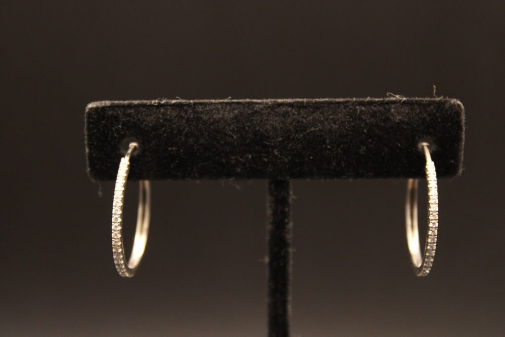 Sterling Silver Diamond Hoop Earrings