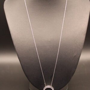 10kt White Gold Necklace with Circular Diamond Pendant