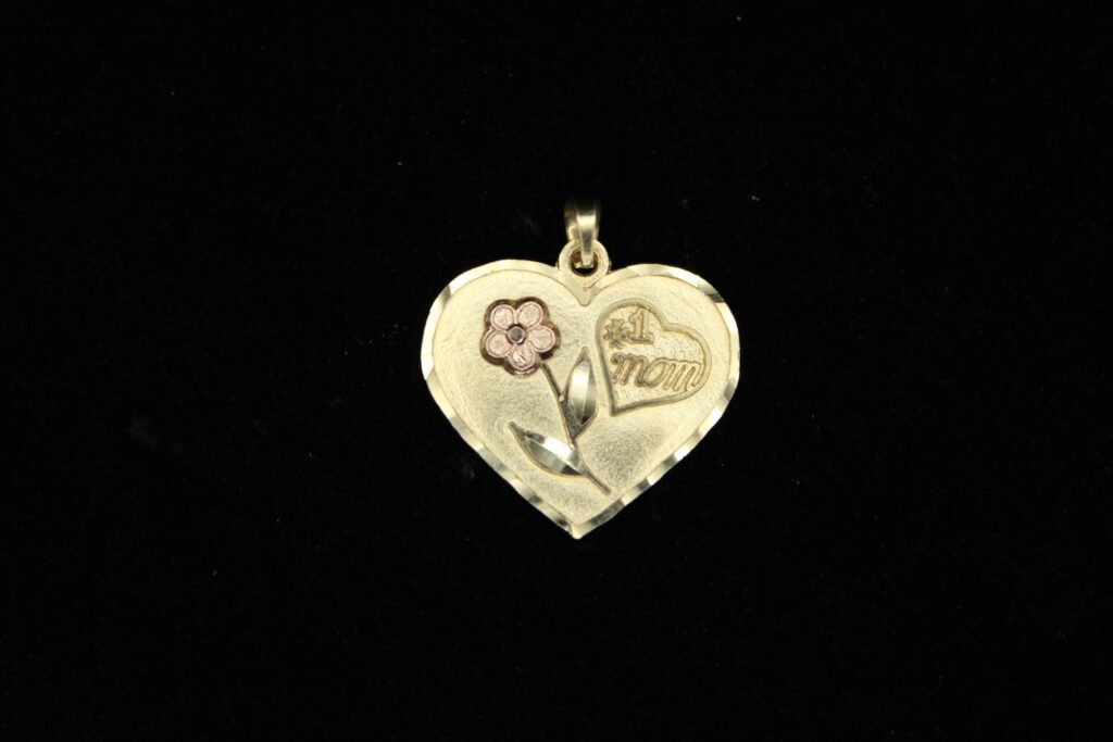 14kt Yellow Gold #1 Mom Heart Pendant