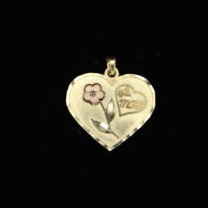 14kt Yellow Gold #1 Mom Heart Pendant