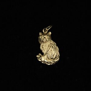 14kt Yellow Gold Long Hair Cat Pendant