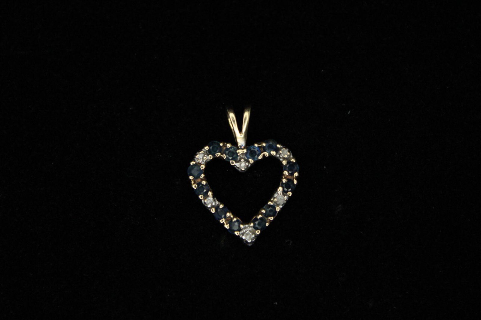 14kt Yellow Gold Diamond and Sapphire Heart Pendant 1 14kt Yellow Gold Diamond and Sapphire Heart Pendant