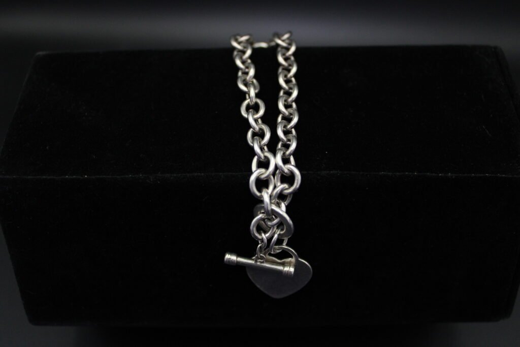Sterling Silver Heart Toggle Bracelet