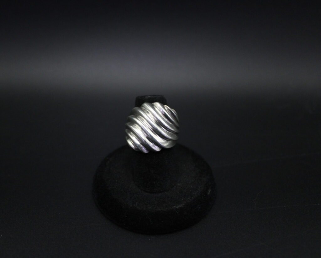 Sterling Silver Ribbed Dome Ring