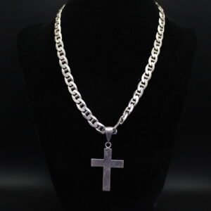 Sterling Silver Mariner Link Chain and Cross Pendant