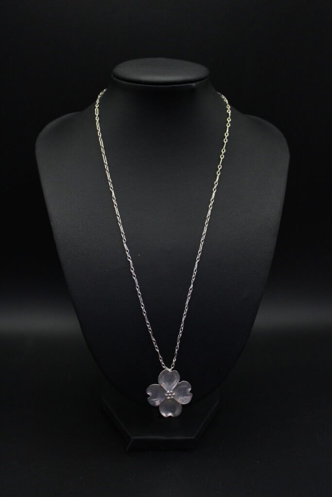 Sterling Silver Necklace and Flower Pendant