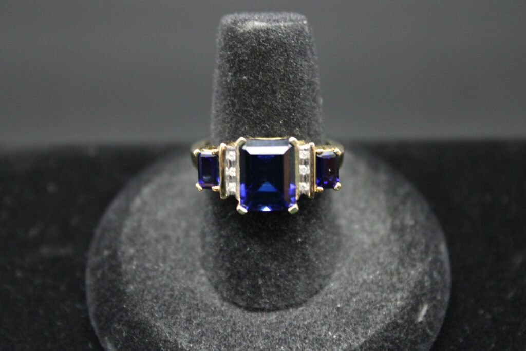 10kt Yellow Gold Emerald Cut Sapphire Ring