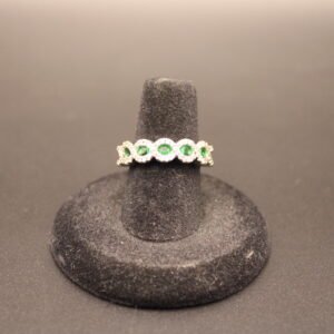 Sterling Silver Green Stone Band Ring