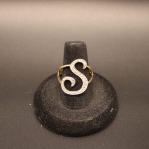 Gold Toned Sterling Silver "S" Monogram Ring