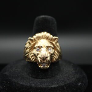 14kt Yellow Gold Diamond Lion Head Ring