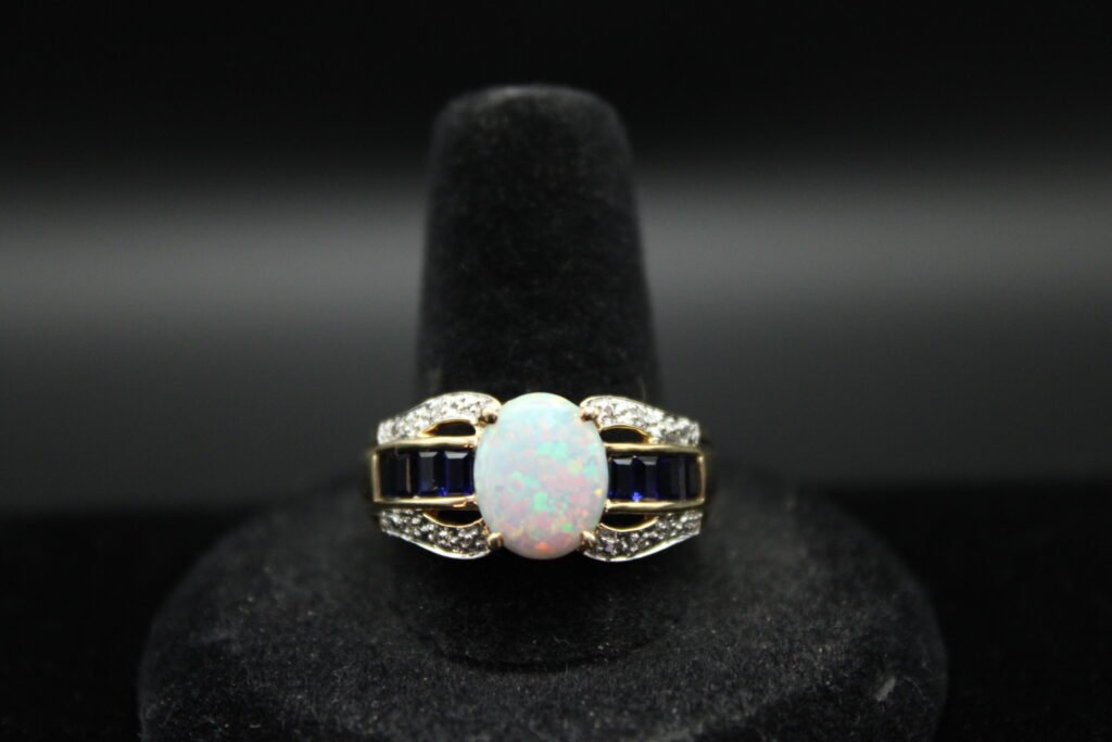 10kt Yellow Gold Opal and Sapphire Ring