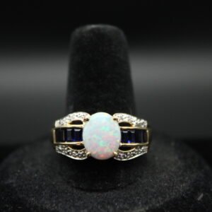10kt Yellow Gold Opal and Sapphire Ring