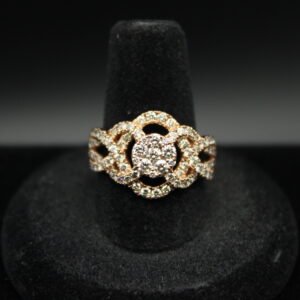 14kt Yellow Gold Men's Diamond Cluster Flower Ring