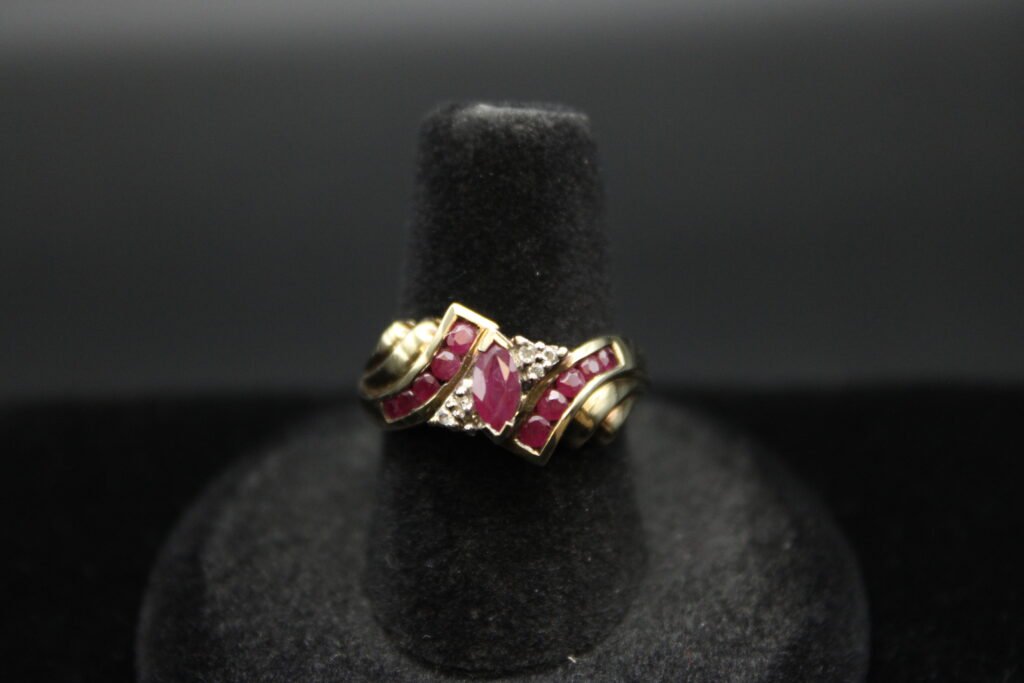 10K Yellow Gold Ruby Diamond Ring