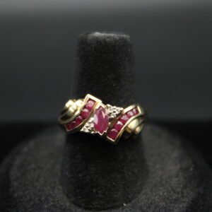 10K Yellow Gold Ruby Diamond Ring