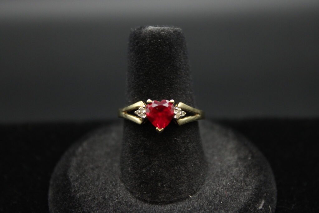 10K Yellow Gold Ruby Heart Ring