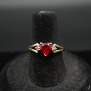 10K Yellow Gold Ruby Heart Ring