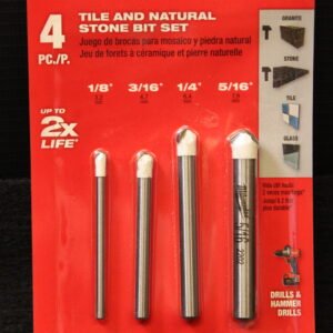 Milwaukee 48-20-8998 4 Piece Tile & Natural Stone Carbide Drill Bit Set