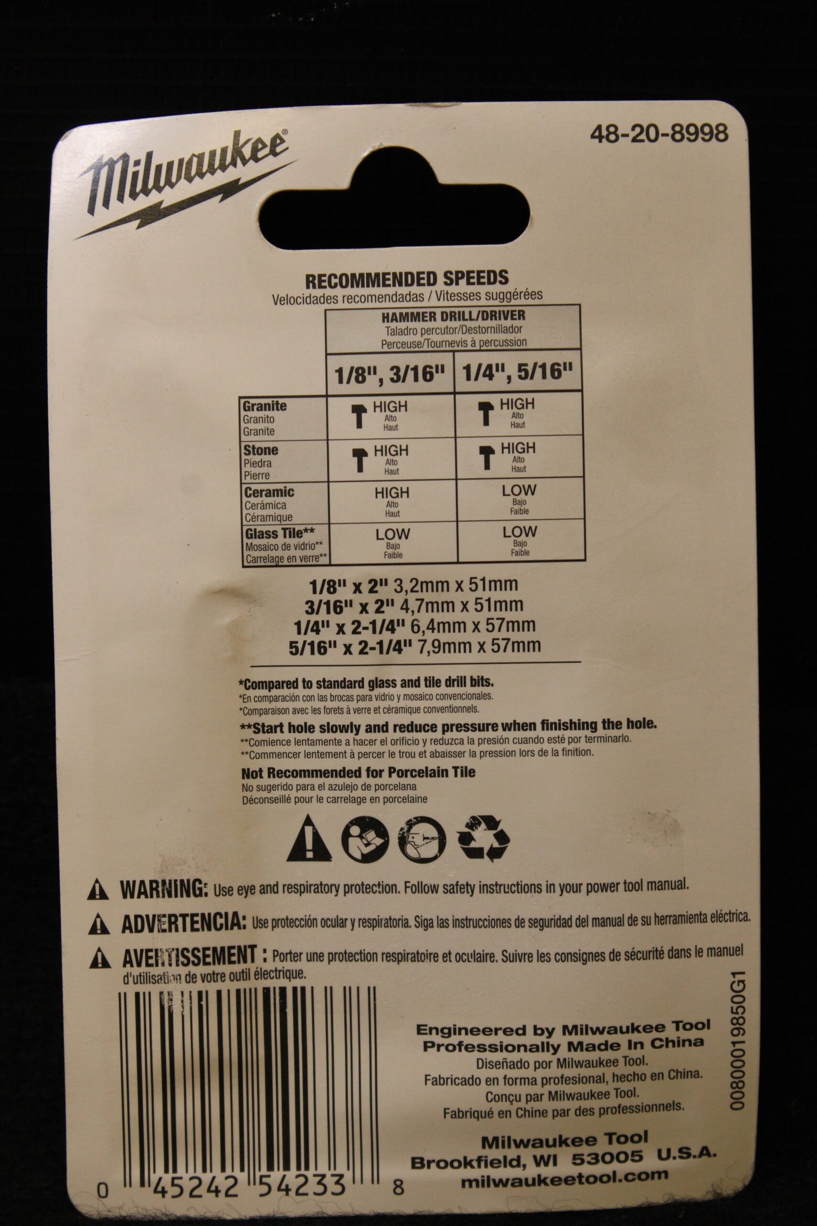 Milwaukee 48-20-8998 4 Piece Tile & Natural Stone Carbide Drill Bit Set 2 Milwaukee 48-20-8998 4 Piece Tile & Natural Stone Carbide Drill Bit Set - Image 2
